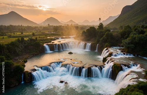 Wallpaper Mural waterfall at sunset Torontodigital.ca