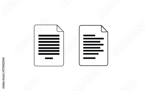 Two simple outline icons of documents with lines of text and a small horizontal bar at the bottom