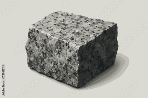 Illustration vector off broken crystalline granite stone fragment block edges sparkle