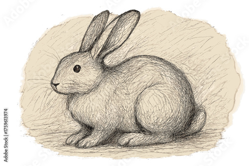 Ears sketch shape lines study expressive body crosshatched vector detail illustration rabbit
