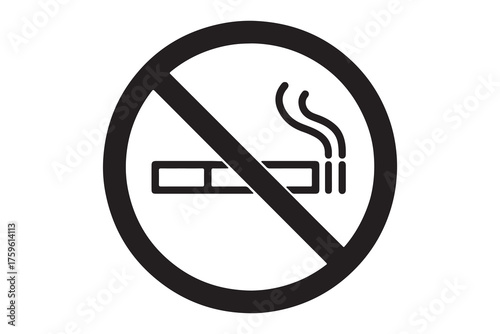 Black and white no smoking sign prohibition health concept icon