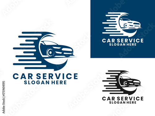 auto car speed with curved lines logo design vector template. Fast car repair logo design