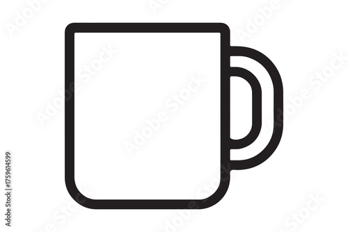 Simple black and white coffee mug icon for morning drinks