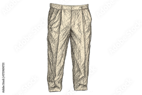 Vector detailed shading illustration rough deep texture sketch folds to trousers emphasize