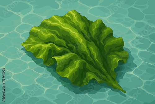 Reflections shallow realistic sheet folds vector above algae seen illustration surface