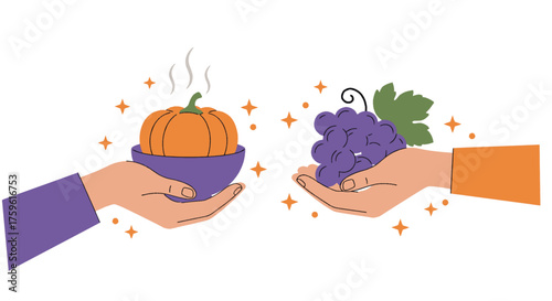 A cute cartoon globe character holding a spoon next to a delicious pie with whipped cream on a white background.