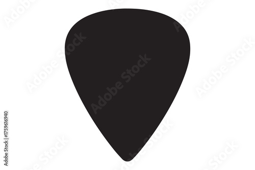 Black guitar pick isolated on white music accessory for musicians