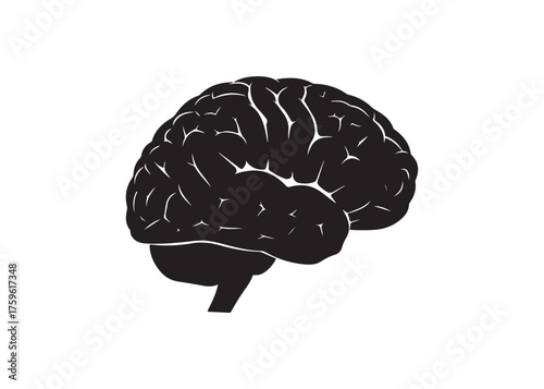 Vector art of human brain in black silhouette illustration