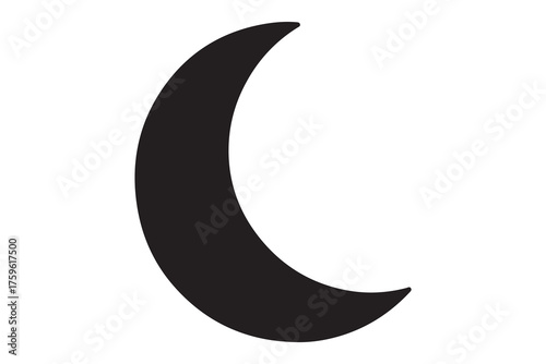 Simple black crescent moon shape graphic icon