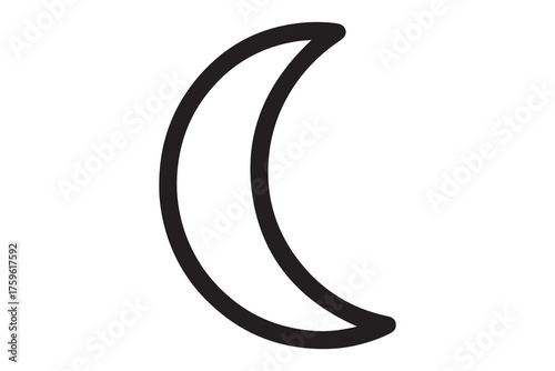 Simple crescent moon shape celestial icon for nighttime symbolism