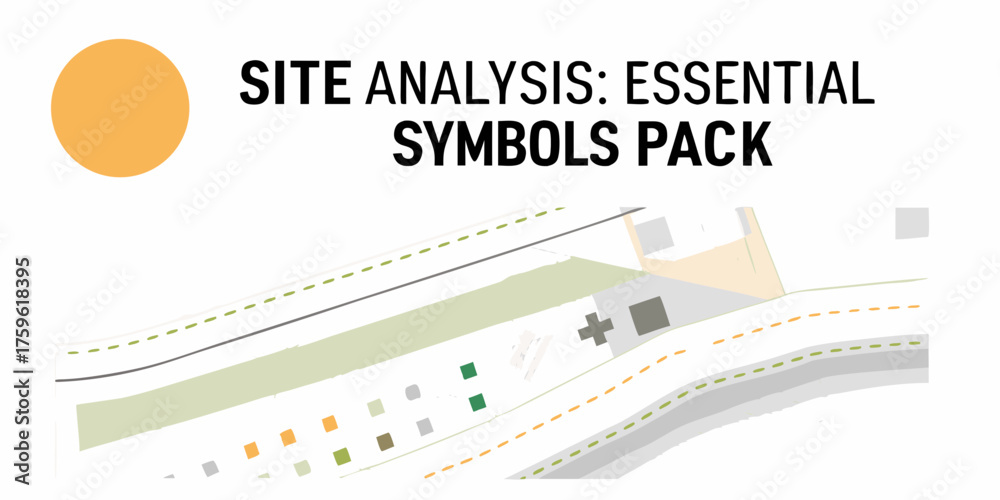 Site analysis essential symbols pack for urban planning and architecture design projects