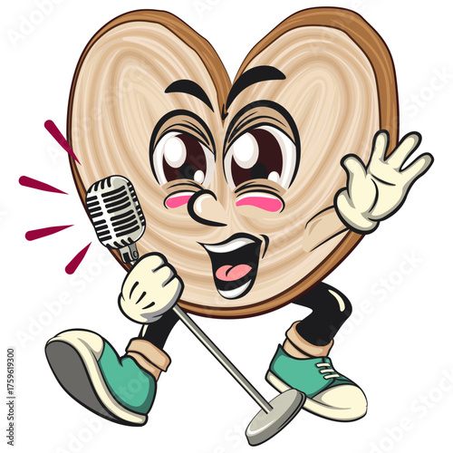 cute palmier cookie mascot cartoon vector illustration isolated sing earnestly with maximum style, work of hand drawn
