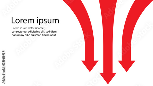 Background Red arrow curving downwards Perspective