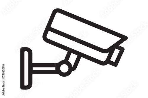 Security camera surveillance protection system line icon concept