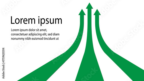 Background Green arrow curving upwards Perspective