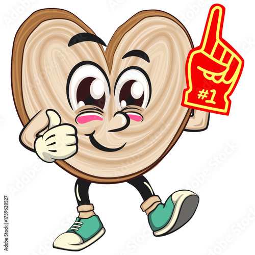 cute palmier cookie mascot cartoon vector illustration isolated raise foam finger, work of hand drawn