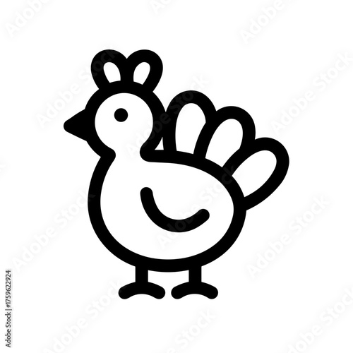 Minimalist Silhouette of a Thanksgiving Bird turkey icon