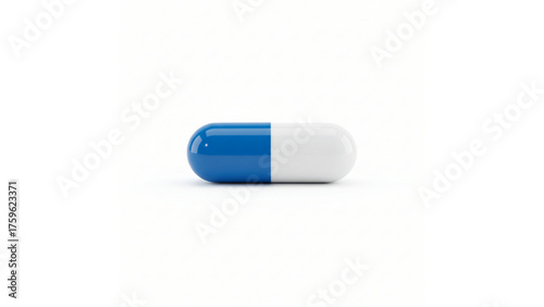 Blue and White Pharmaceutical Pill Capsule on Isolated transparent background, Representing Medicine and Health Treatment