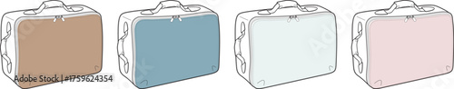 Diverse Suitcase Illustrations A Set of Four in Varied Colors for Travel and Transportation Concepts