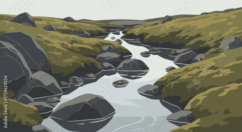 mountain landscape with lake