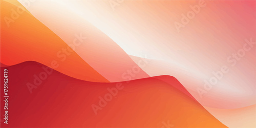 Abstract red background with smooth curving lines and a gradient of color for a modern wave design illustration