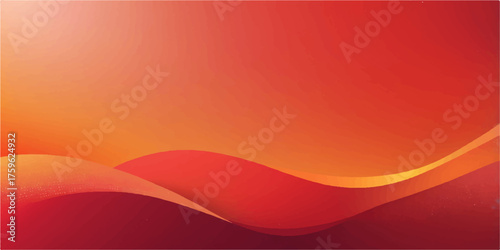 Abstract red background illustration with swirling waves of orange and yellow light and subtle heart shapes, perfect for a dynamic banner design or texture wallpaper