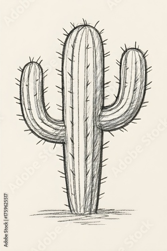 pencil sketch of cactus on white paper