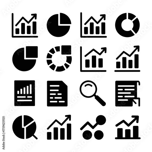 Dynamic business analytics icons for modern data visualization and reporting