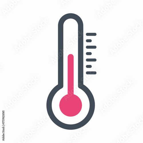 Vibrant minimalist thermometer icon depicting high temperature, fever, and heat measurement for weather or health applications