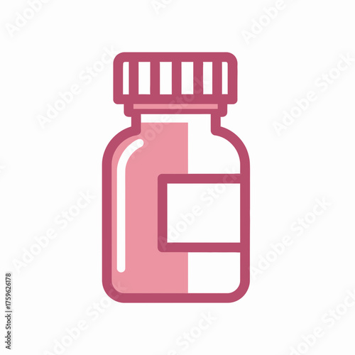 Pink Medicine Bottle Icon Health, Pills, and Medical Supplies Illustration