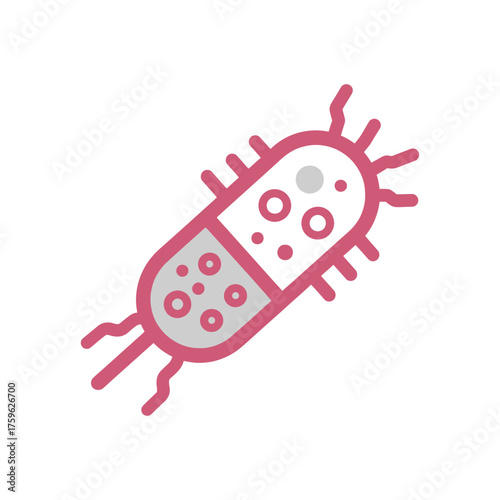 A simplistic, modern, and colorful icon of a single bacterium, perfect for representing science, health, or biology-related themes