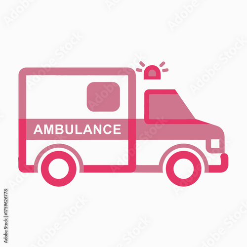 Essential Flat Line Art Ambulance Icon Illustration Representing Crucial Healthcare Emergency Transport and First Aid Services