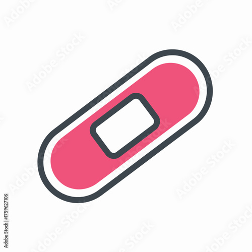 Red and white colored bandage on white background, health icon concept illustration
