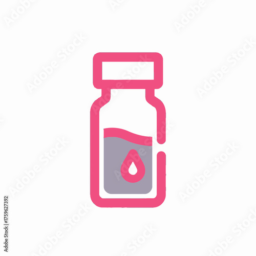 Injection Vial Icon with Fluid Inside for Medical or Healthcare Use, on Green Screen Background