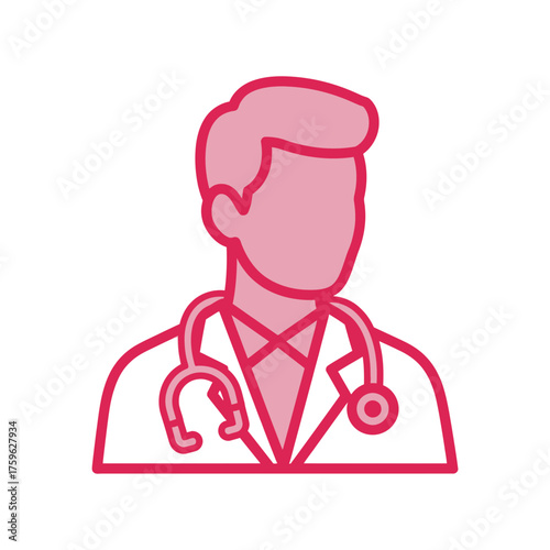 Doctor icon with stethoscope, medical professional illustration for healthcare and medicine