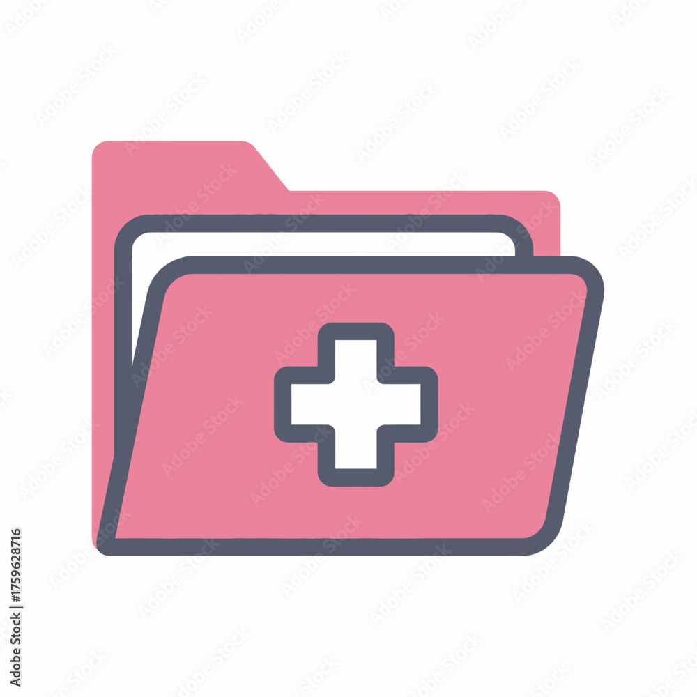 Obraz premium Patient health record folder icon for medical data and clinical history documentation