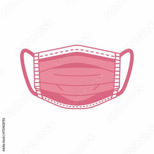 Pink medical mask icon for protection against viruses and pollution