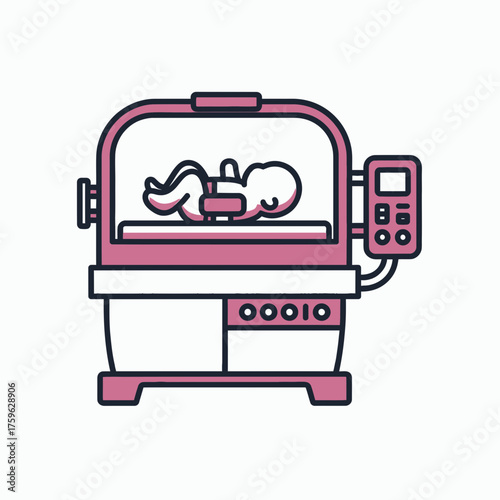 Incubator Icon Depicting a Premature Baby Modern Medical Icon for Healthcare and Science
