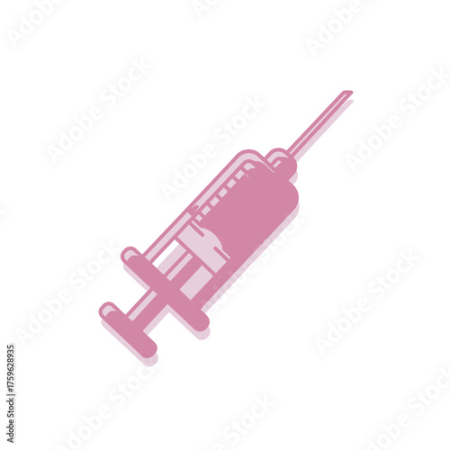 Pink Syringe Icon Medical Injection Icon for Healthcare & Vaccination Design