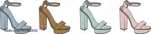 Elegant High Heel Shoes in Pastel Colors A Stylish Vector Illustration for Fashion Designs