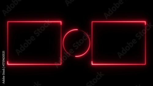 Neon Red YouTube End Screen Template with Glowing Dual Frames