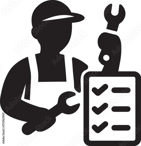 Handyman illustration with checklist, home repair and maintenance vector, EPS icon design.