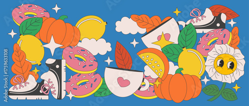 Abstract retro background with autumn vibe, autumn mood retro banner