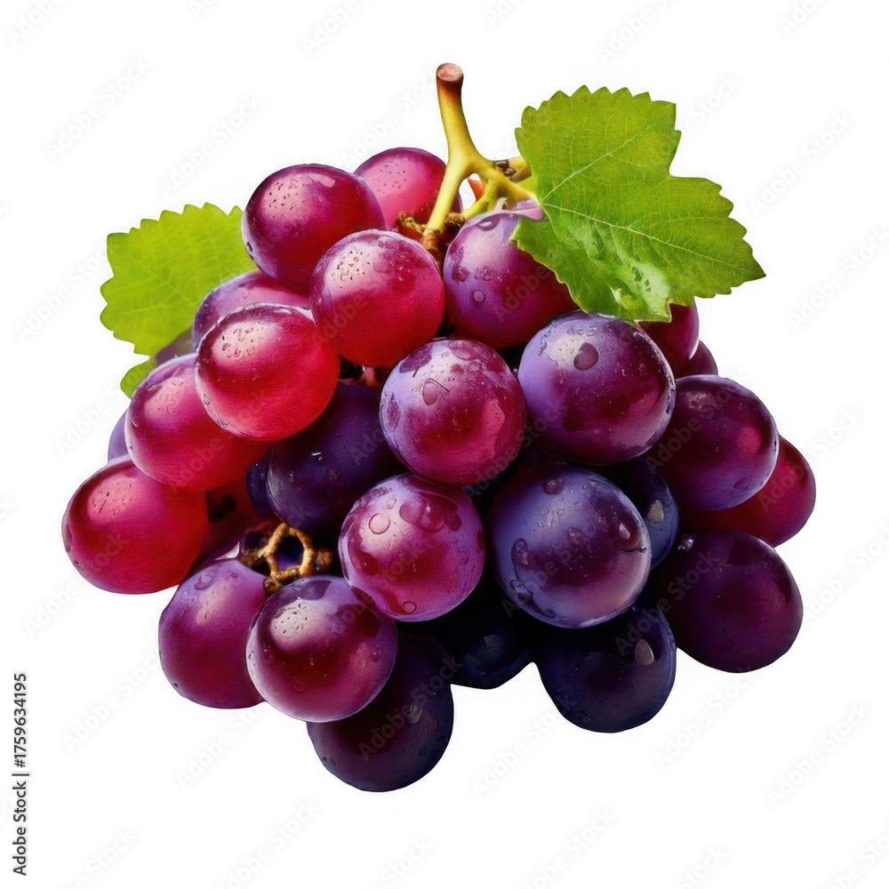 Fototapeta premium Red grapes bunch isolated on white background