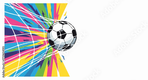 Dynamic football goal in pop art comic style, a sport illustration with vibrant explosion retro rays vector