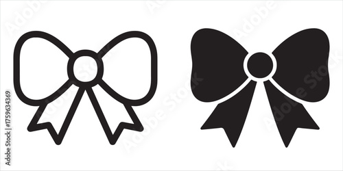 Two black and white bow shapes simple graphic elements