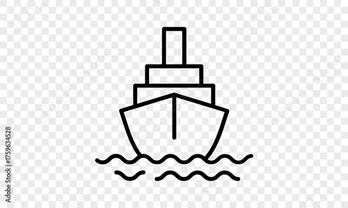Cruise ship icon – travel and tourism boat symbol for vacation and marine design