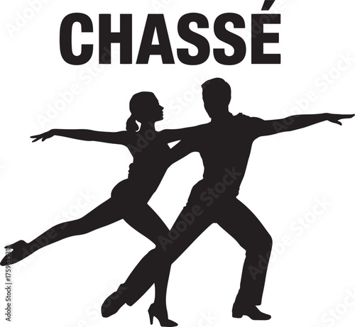 Chasse Dance Move Silhouette Dancers Ballroom Performers Elegant Movement Partners