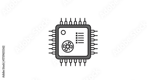 Microchip Minimalist Line Art Central Processing Unit Technology Theme
