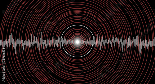 Sound wave visualization concentric circles pulsating light energy frequency